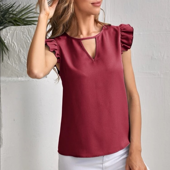 Boho notched ruffle trim blouse - Picture 4 of 4